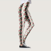 Roze bloem zwart & wit Gestreept Leggings (Rechts)
