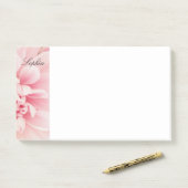 Roze Bloem & Zwarte Script naam, vs 2 Post-it® Notes (Op bureau)