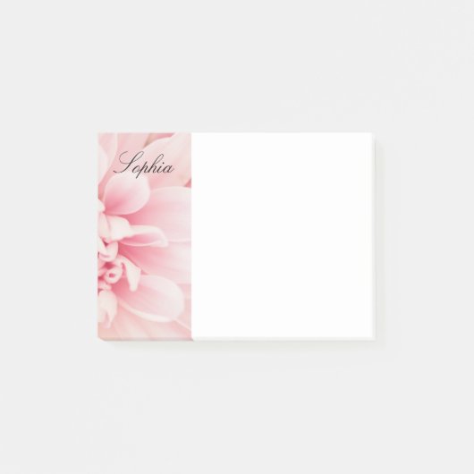 Roze Bloem & Zwarte Script naam, vs 2 Post-it® Notes (Voorkant)