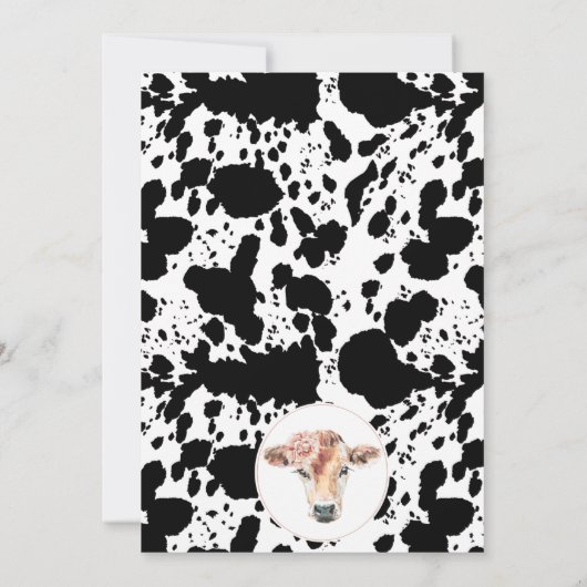 Roze Bloem Zwarte Witte Koe Print Verjaardag Kaart (Achterkant)