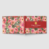 Roze bloemachtergrond dubbel geluk symbool gastenboek (Volledig)