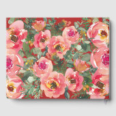 Roze bloemachtergrond dubbel geluk symbool gastenboek (Achterkant)