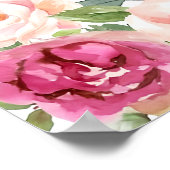 Roze Bloemachtig Bruidsdiner Ontvangstbord, Schuim Poster (Hoek)