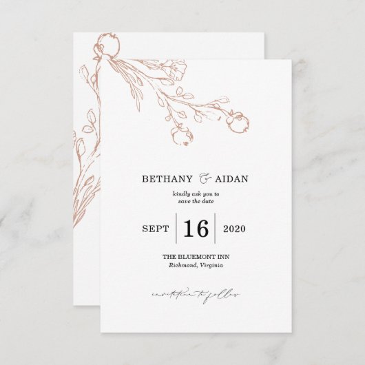 Roze Bloemachtige Save the Date (Voorkant / Achterkant)