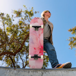 Roze bloemblaadje Elegance Waterverf Skateboard