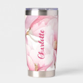 Roze bloemblaadjes aangepaste naam geïsoleerde drinkbeker (Voorkant)