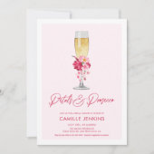 Roze bloemblaadjes en Prosecco Bloemen Vrijgezelle Kaart (Voorkant)