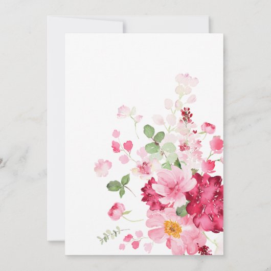 Roze bloemblaadjes en Prosecco Bloemen Vrijgezelle Kaart (Achterkant)