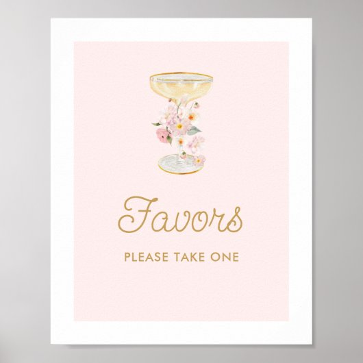 Roze bloemblaadjes en Prosecco Vrijgezellenfeest F Poster (Voorkant)