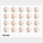 Roze bloemblaadjes & Prosecco Bruidsdiner Ronde Sticker (Vel)