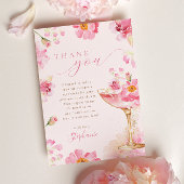 Roze Bloemblaadjes Prosecco Bruidsmeisjesfeest Bedankkaart