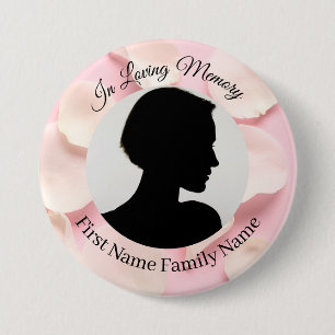 Roze bloemblaadjes roze herdenkingsfoto knop ronde button 7,6 cm