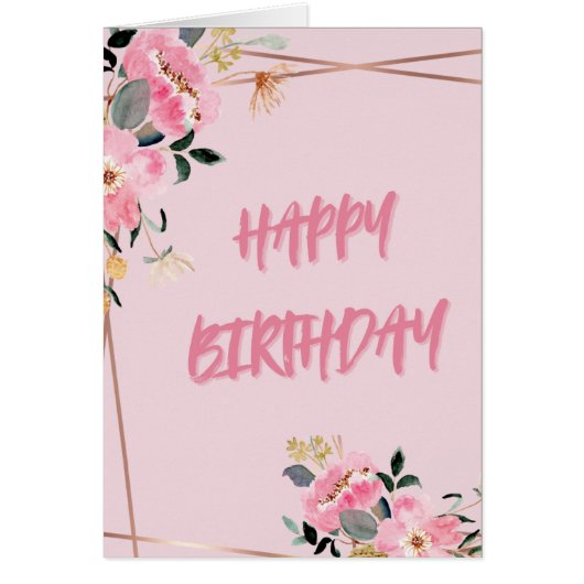 Roze bloemblaadjes Verjaardag (Voorkant)