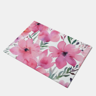 Roze Bloemblaadjes Waterverf Bloemschildering Deurmat