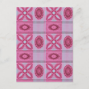 roze bloemblauwe strepen  kunst Patroon Briefkaart