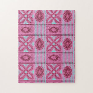 roze bloemblauwe strepen  kunst Patroon Legpuzzel