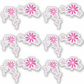 Roze Bloembloem 6 "x6" Custom-Cut Vinyl Stickers (Voorkant)