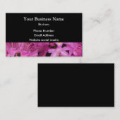 roze bloembloem op zwart visitekaartje (Voorkant / Achterkant)