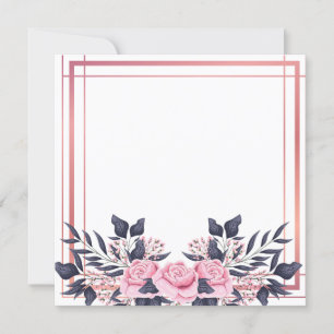 Roze bloemboeket met rand kaart