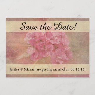 Roze bloemboeket Save the Date kaart met envelop