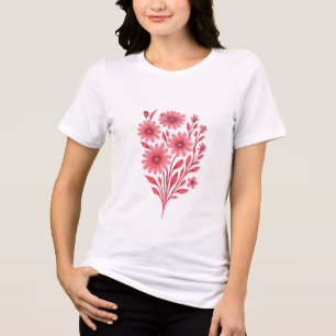 Roze bloemboeket T-shirt – Elegante botanische afb