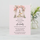 Roze Bloemboog Champaign Brunch & Bubbly Kaart (Staand voorkant)