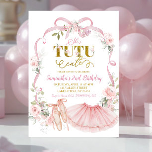 Roze bloemboog coquette ballet tutu verjaardag kaart