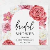 Roze bloemboog zomer bruidsdouche sparkling wijnetiket (Enkel label)
