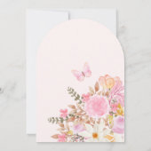 Roze bloembruiloft kaart (Achterkant)