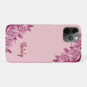 Roze bloemcomposiet met naam Case-Mate iPhone case (Achterkant (horizontaal))
