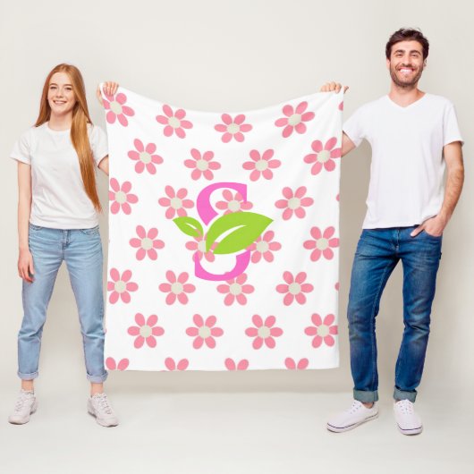 Roze bloemdeken voor logo fleece deken (In situ)