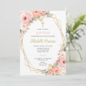 Roze bloemdoop kaart (Staand voorkant)