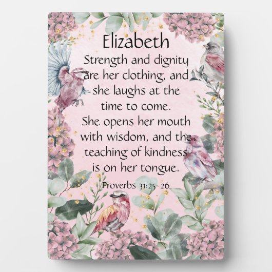 Roze bloemdragers Vogels Proverbs 31 Scripture for Fotoplaat (voorkant)