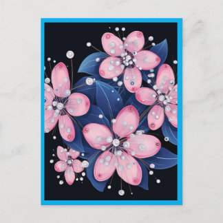 ROZE BLOEMEN #1 BRIEFKAART