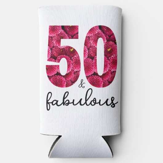 Roze Bloemen 50 en Fabulous 50ste verjaardagsfeest (Voorkant)