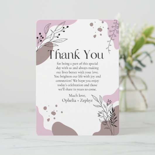 roze bloemen 50e bruiloft Dank u Kaart (Staand voorkant)