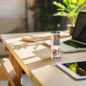 Roze Bloemen 5 foto's Collage & aangepaste tekst Thermosbeker