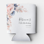 Roze Bloemen 75e verjaardagsfeestje Blikjeskoeler (Achterkant)