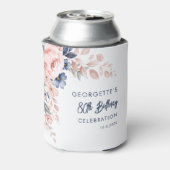 Roze Bloemen 80e Verjaardag Party Script Blikjeskoeler (Blikje Achterkant)