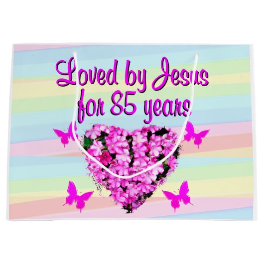 ROZE BLOEMEN 85E VERJAARDAG CADEAUZAKKEN GROOT CADEAUZAKJE (Voorkant)