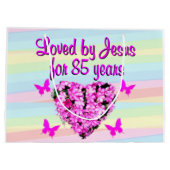 ROZE BLOEMEN 85E VERJAARDAG CADEAUZAKKEN GROOT CADEAUZAKJE (Achterkant)