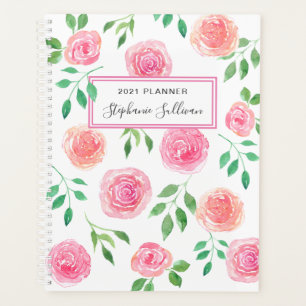 Roze bloemen aangepast planner