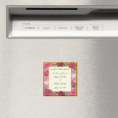 Roze bloemen Aangepast sparen de Datum Magnet Magneet (Insitu (Vaatwasser))