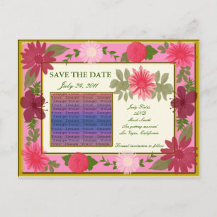 Roze bloemen Aangepast sparen het Briefkaart van d