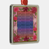Roze bloemen Aangepast vierkant zilver Ornament (Rechts)