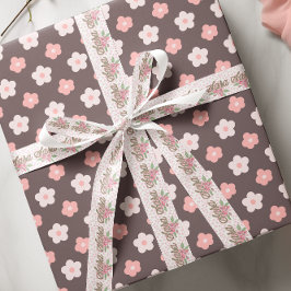 Roze Bloemen Aangepaste Naam Lint