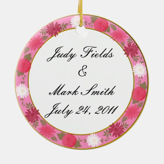 Roze bloemen Aangepaste Ornament (Achterkant)