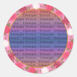 Roze bloemen aangepaste ronde stickers