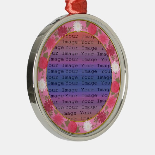 Roze bloemen Aangepaste Silver Ornament (Rechts)