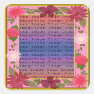 Roze bloemen aangepaste vierkante stickers